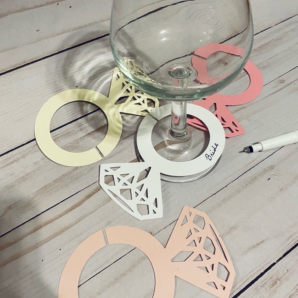 Diamond Ring 💍 Wine Glass Tags | Bridal Shower
